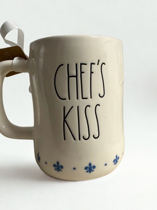 Rae Dunn Other - Rae Dunn Cream "Chef's Kiss" Mug with Blue Fleur-de-Lis